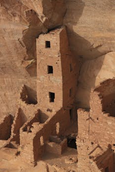 Ancient Square Tower House ruins in Mesa Verde National Park, Colorado, showcasing historical architecture.