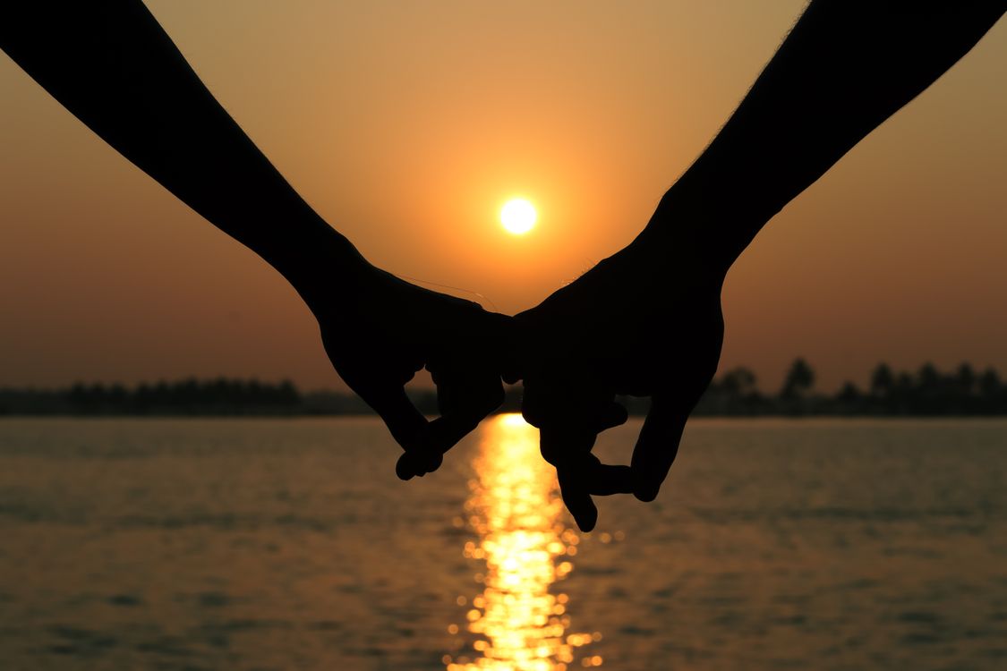 Hands of Couple by the Sea at Sunset · Free Stock Photo