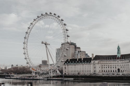 Δωρεάν στοκ φωτογραφιών με london eye, ασπρόμαυρο, ορόσημο