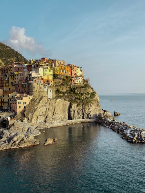 Town on Rocks on Sea Shore in Cinque Terre in Italy