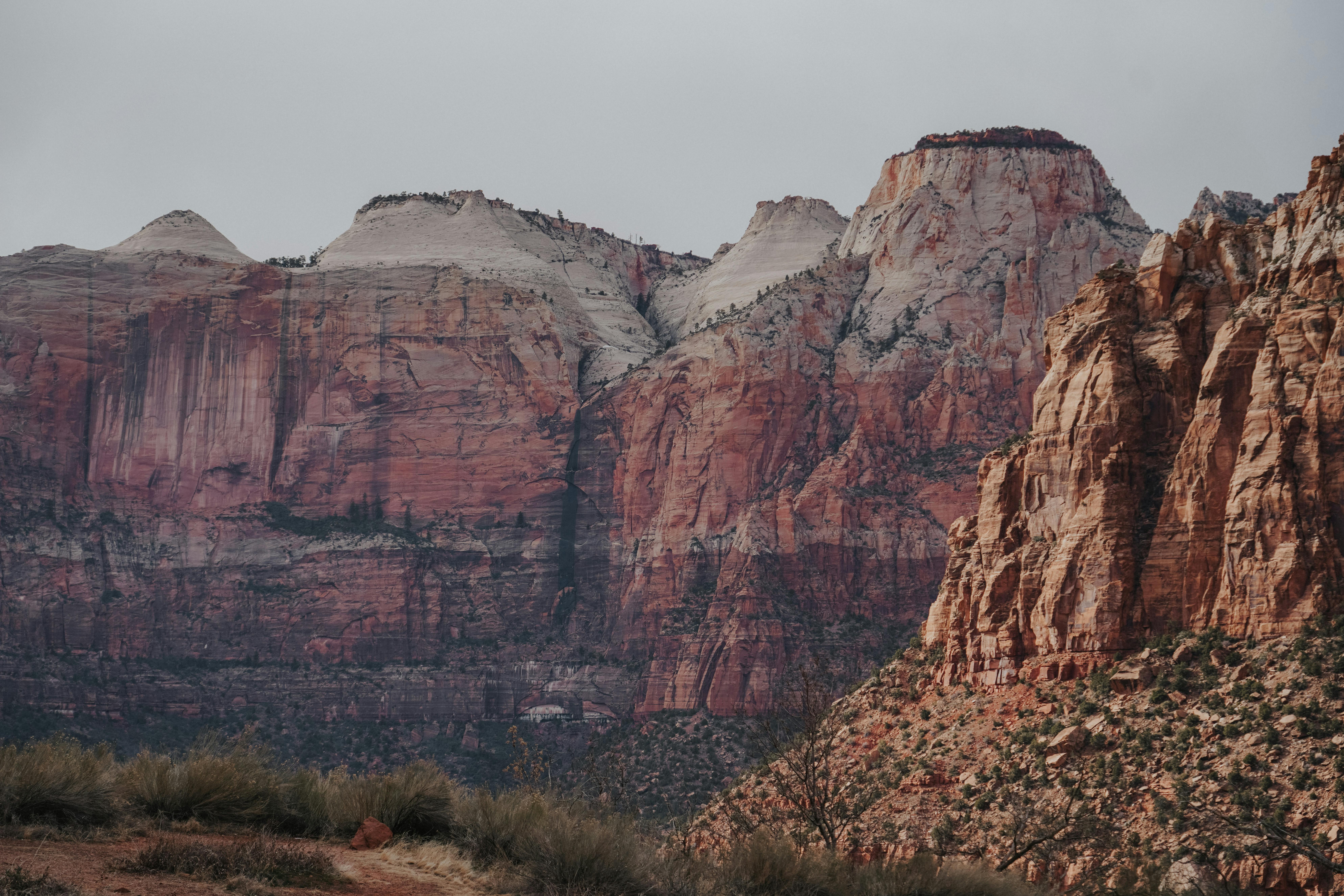 Free Breathtaking view of eroded rock formations in Zion National Park, USA. Stock Photo