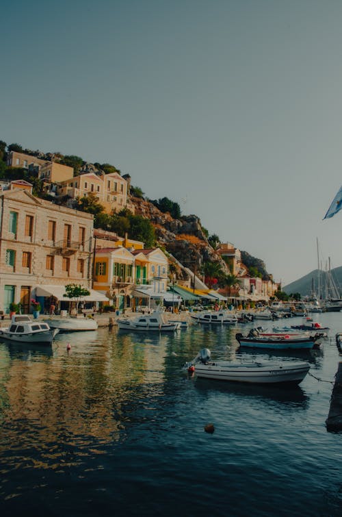 Boats at Shore of Symi Island