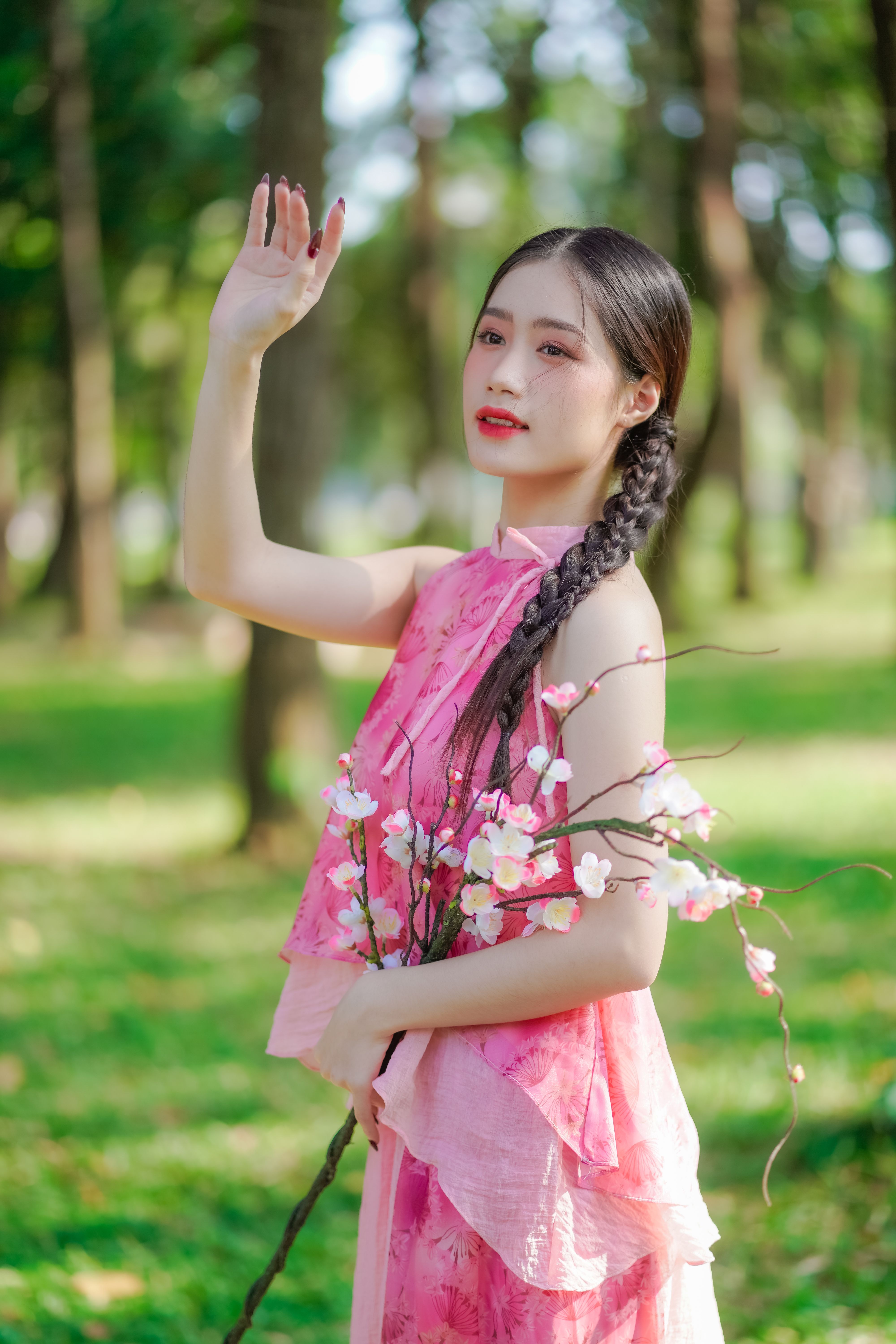 open lace back dress Pink Mulberry Silk Qipao Dress – Oriental Me main image 0