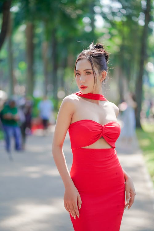 Foto stok gratis fotografi mode, gaun merah, kaum wanita