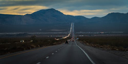 Road to las vegas during sunrise on 15th