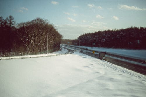 Snowed Highway through Forest