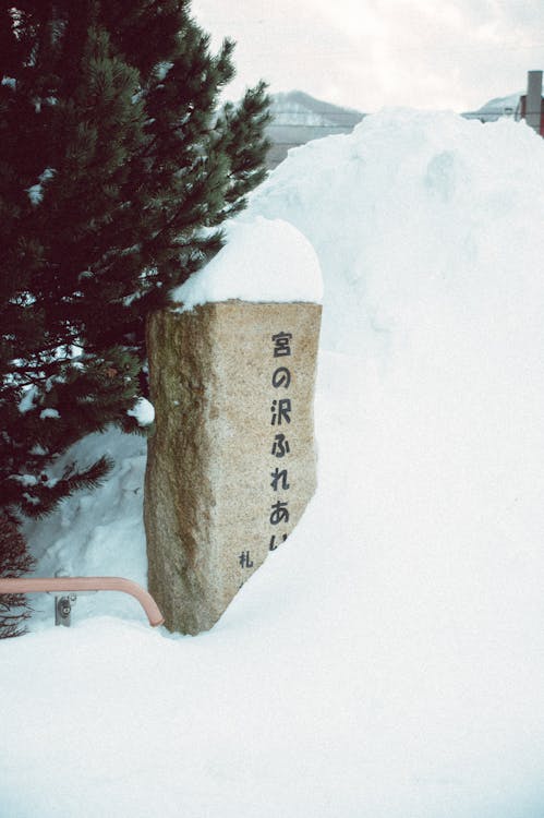 A stone pillar with a sign that says japanese