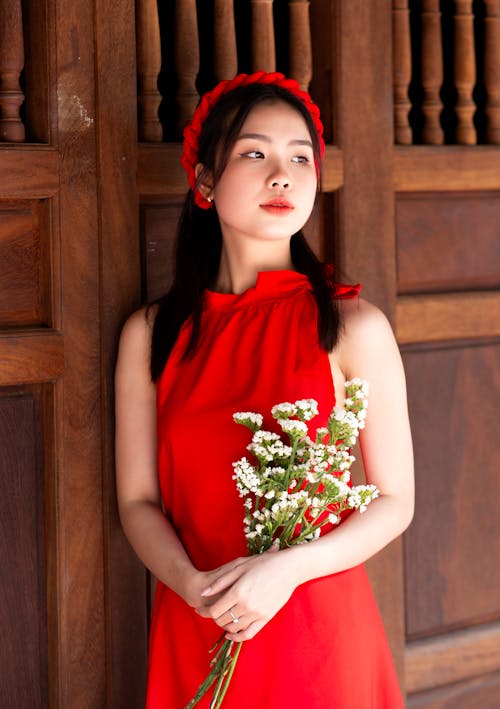 Portrait of Woman in Red Dress