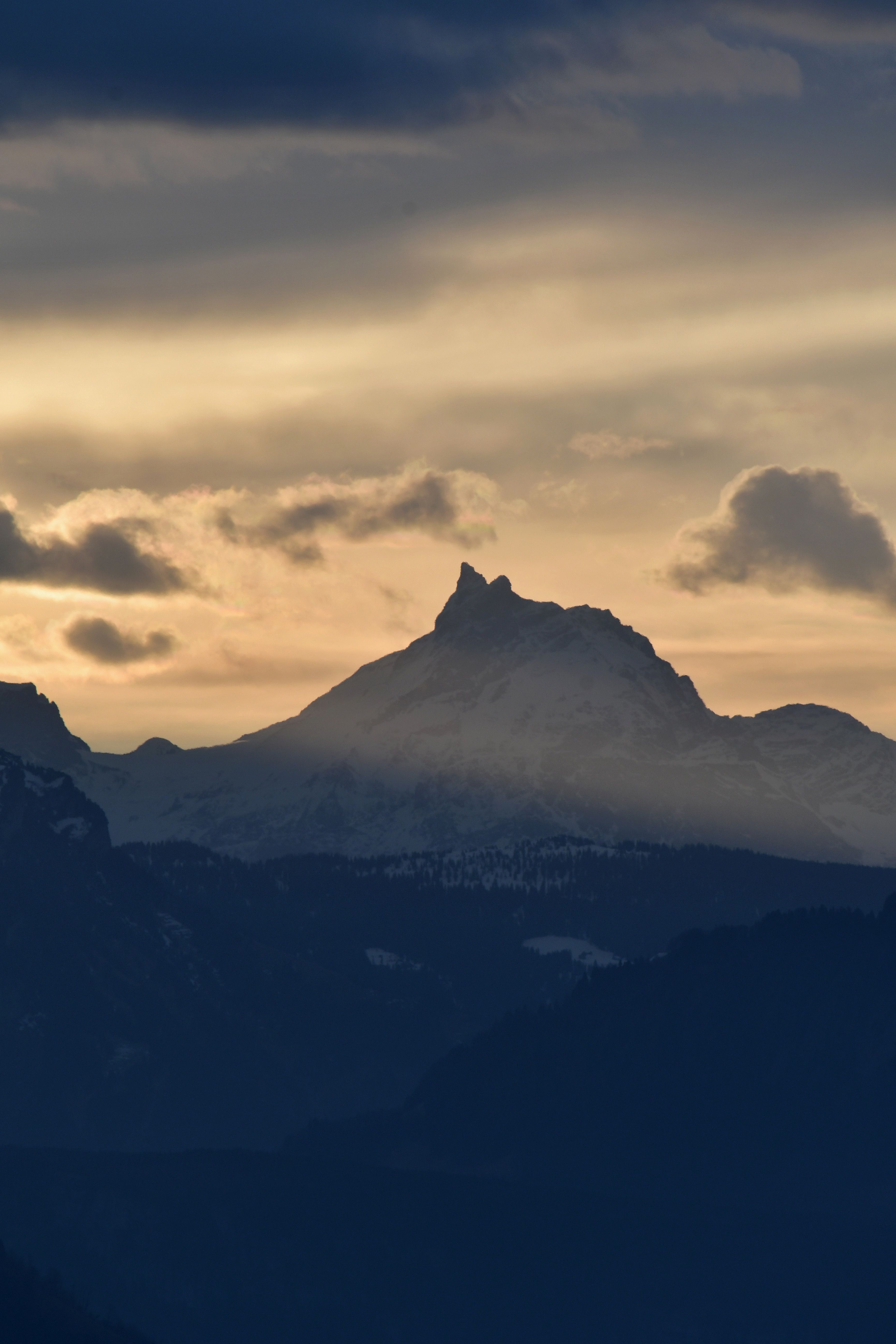 Silhouette of Mountains during Sunset · Free Stock Photo
