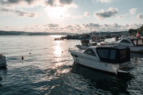 Motorboats Moored in Marina in Istanbul