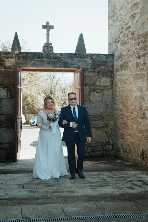 Newlyweds Walking at Church