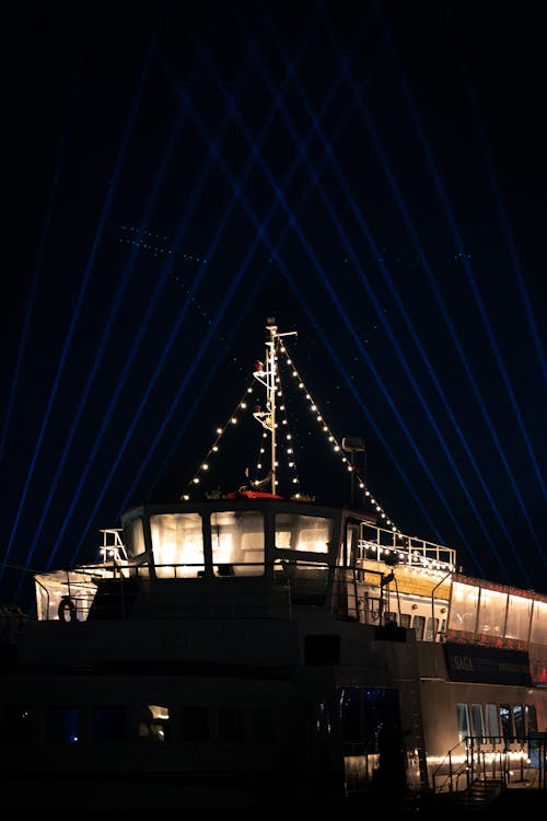 Blue light beams from Copenhagen light festival