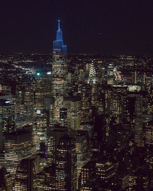 Panoramic View of Midtown Manhattan in New York City at Night 