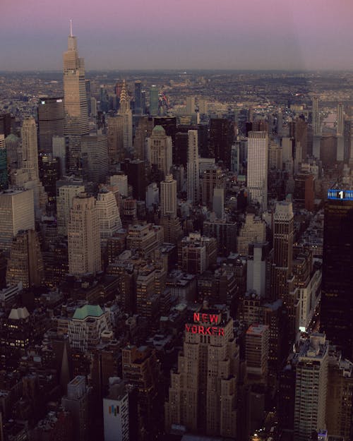 Panoramic View of Midtown Manhattan in New York City at Sunset