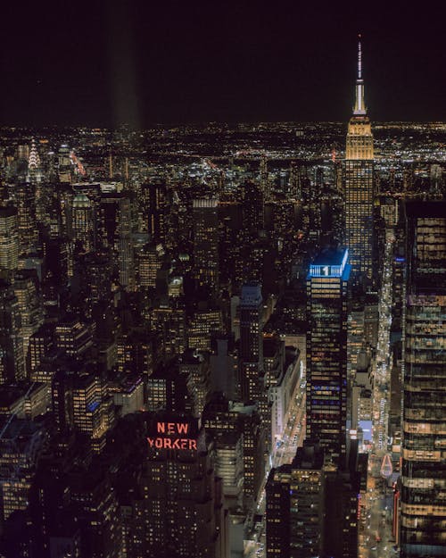 Free New york city at night from the top of the empire state building Stock Photo