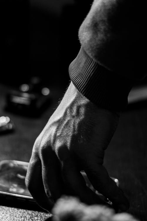Hand of a Man in Black and White 