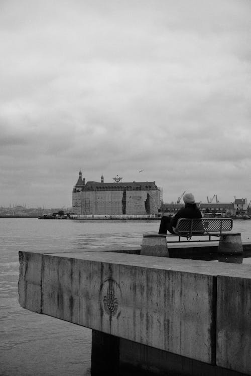 Railway Station Building behind Bosporus in Istanbul