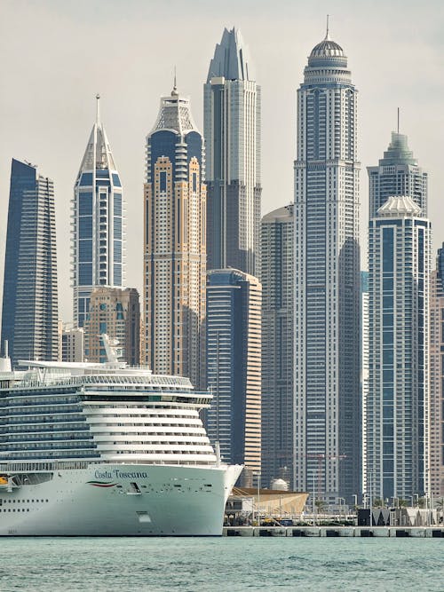 Cruise Ship on Coast in Dubai