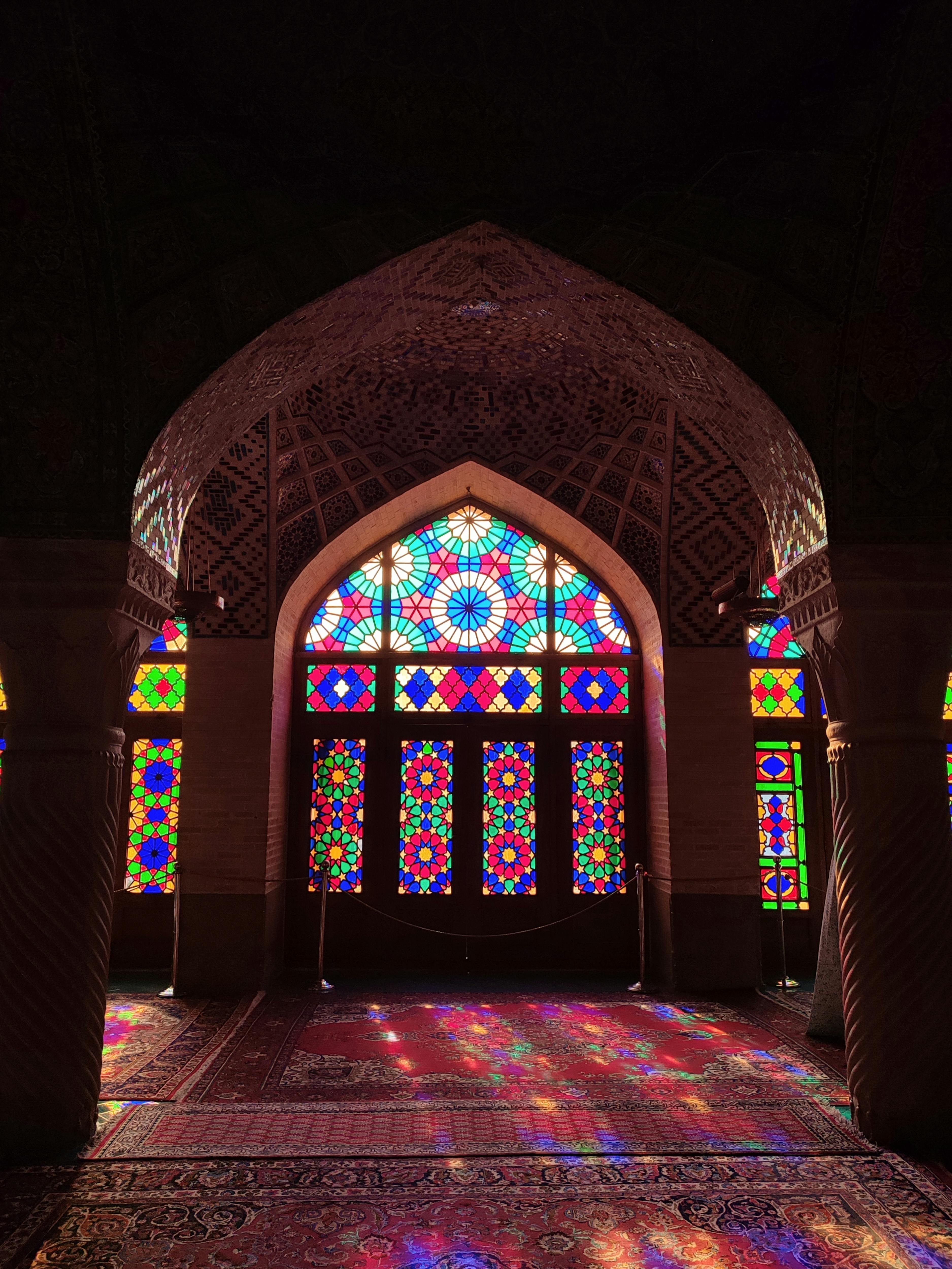 interior of nasil al mulk mosque in shiraz in iran