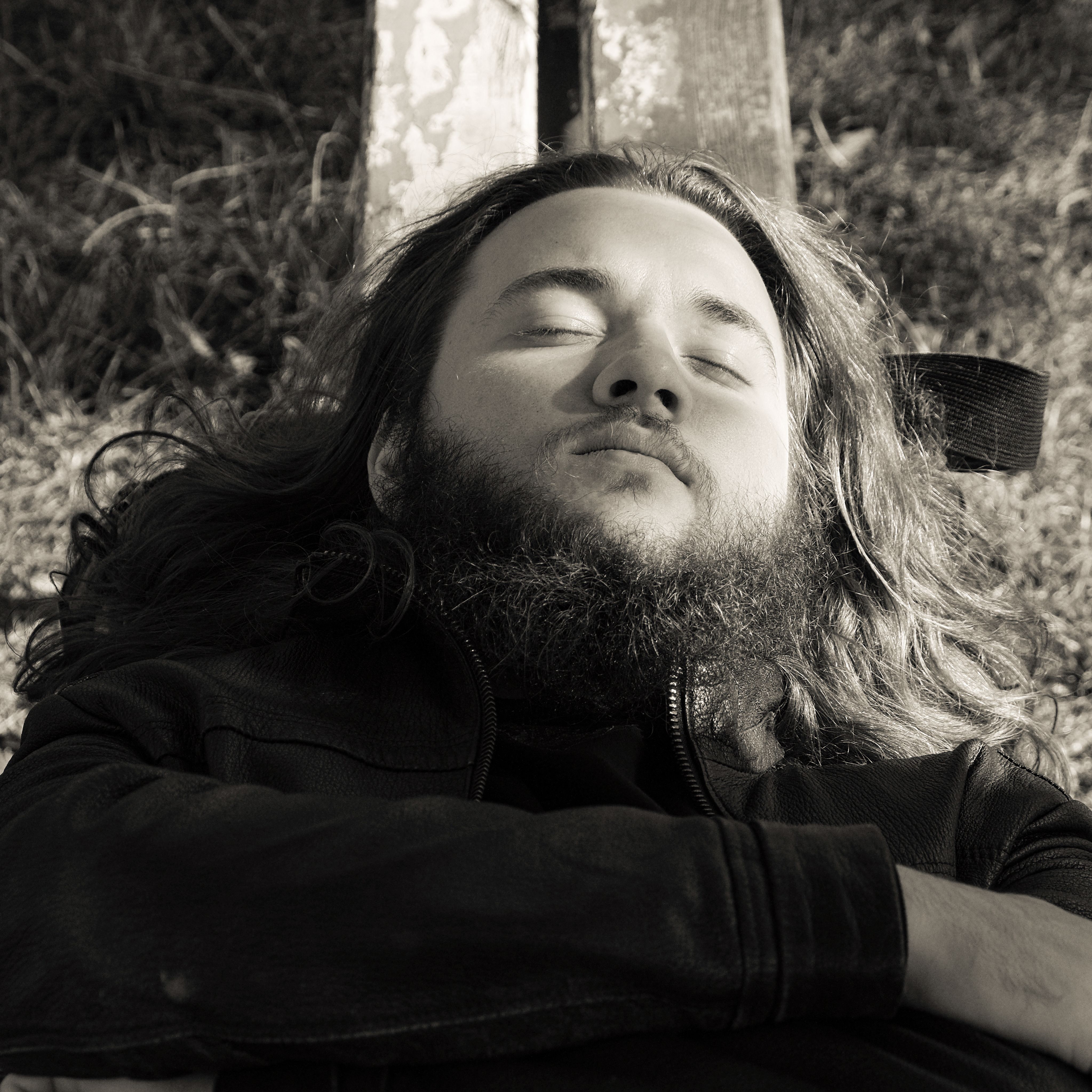 Man with Beard and Long Hair in Black and White · Free Stock Photo