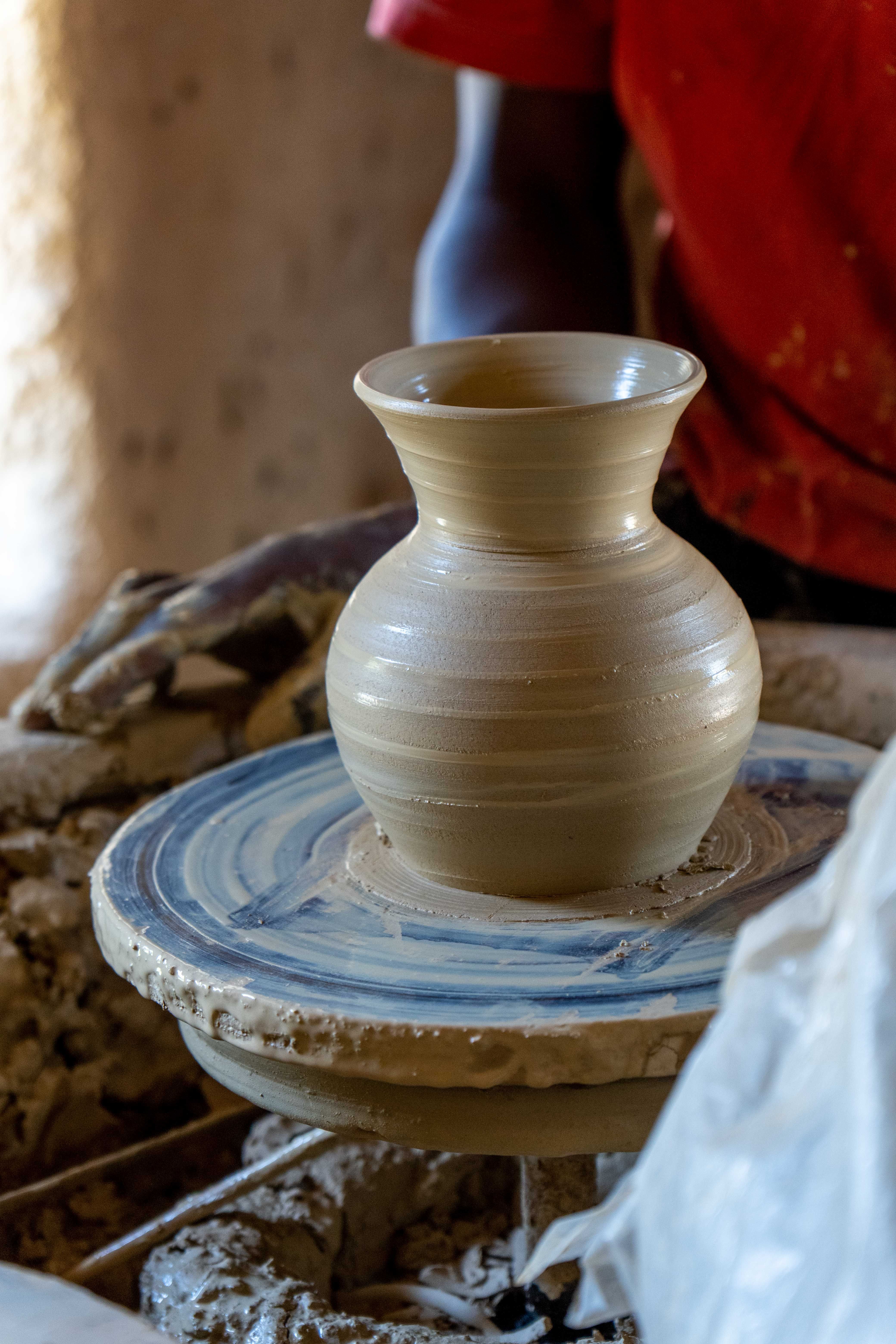 Vase On Potters Wheel Free Stock Photo