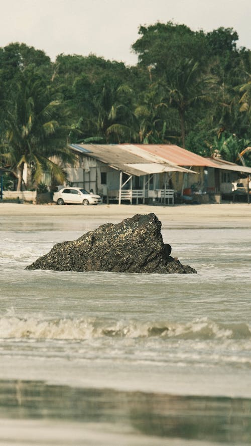 Rock on Tropical Sea Shore