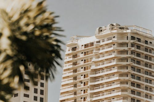 Kostenloses Stock Foto zu apartments, palme, selektiven fokus