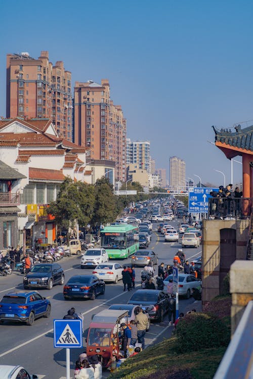 Traffic on Street in City in Asia