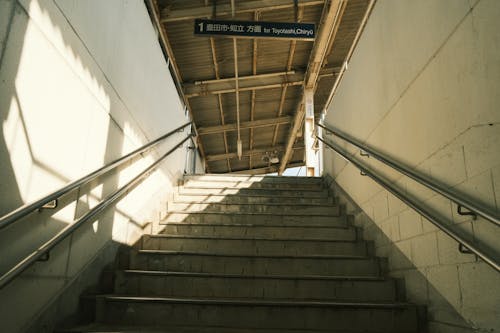 Station Exit with Stairs and a Japanese Script