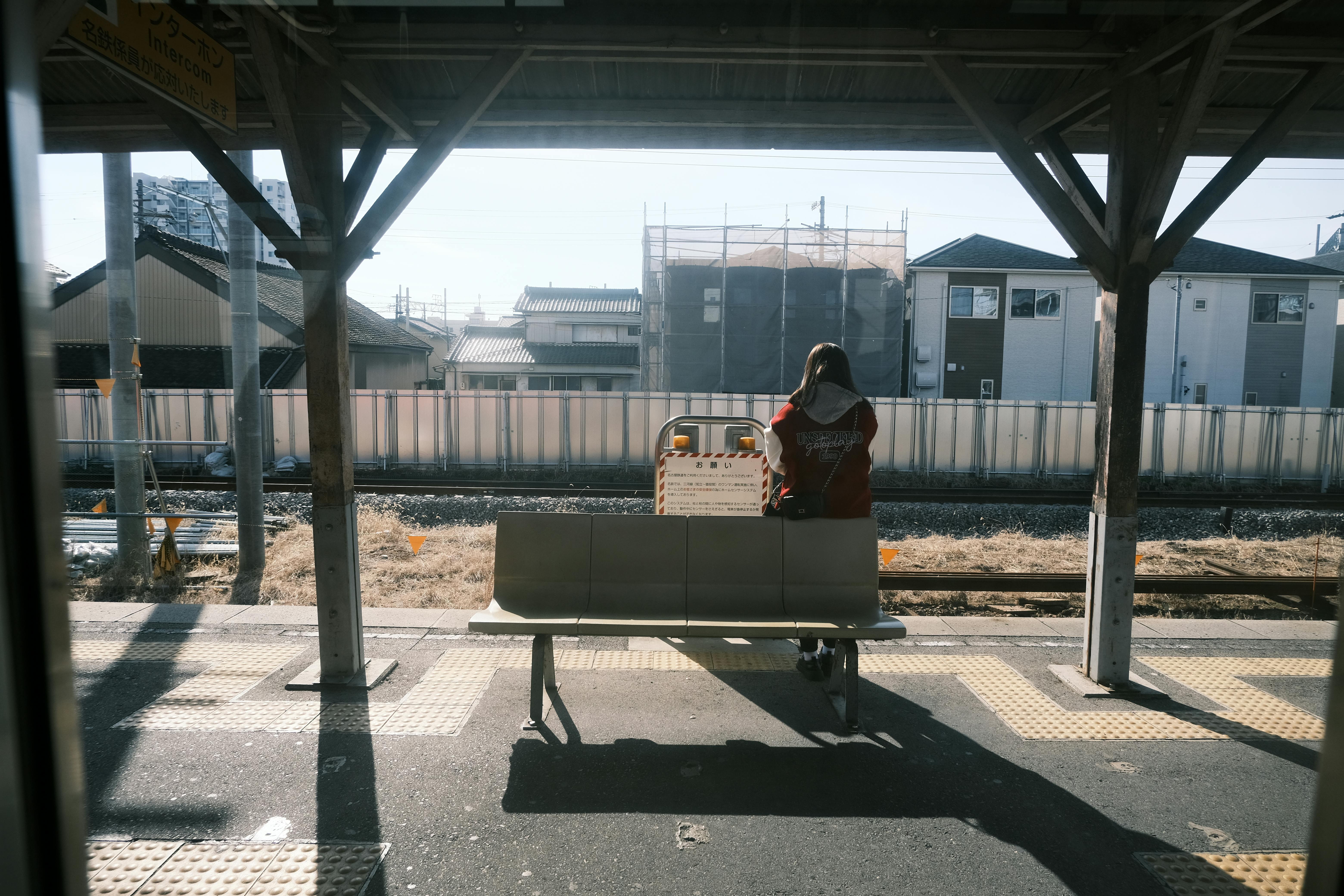 casual teenager at railway station