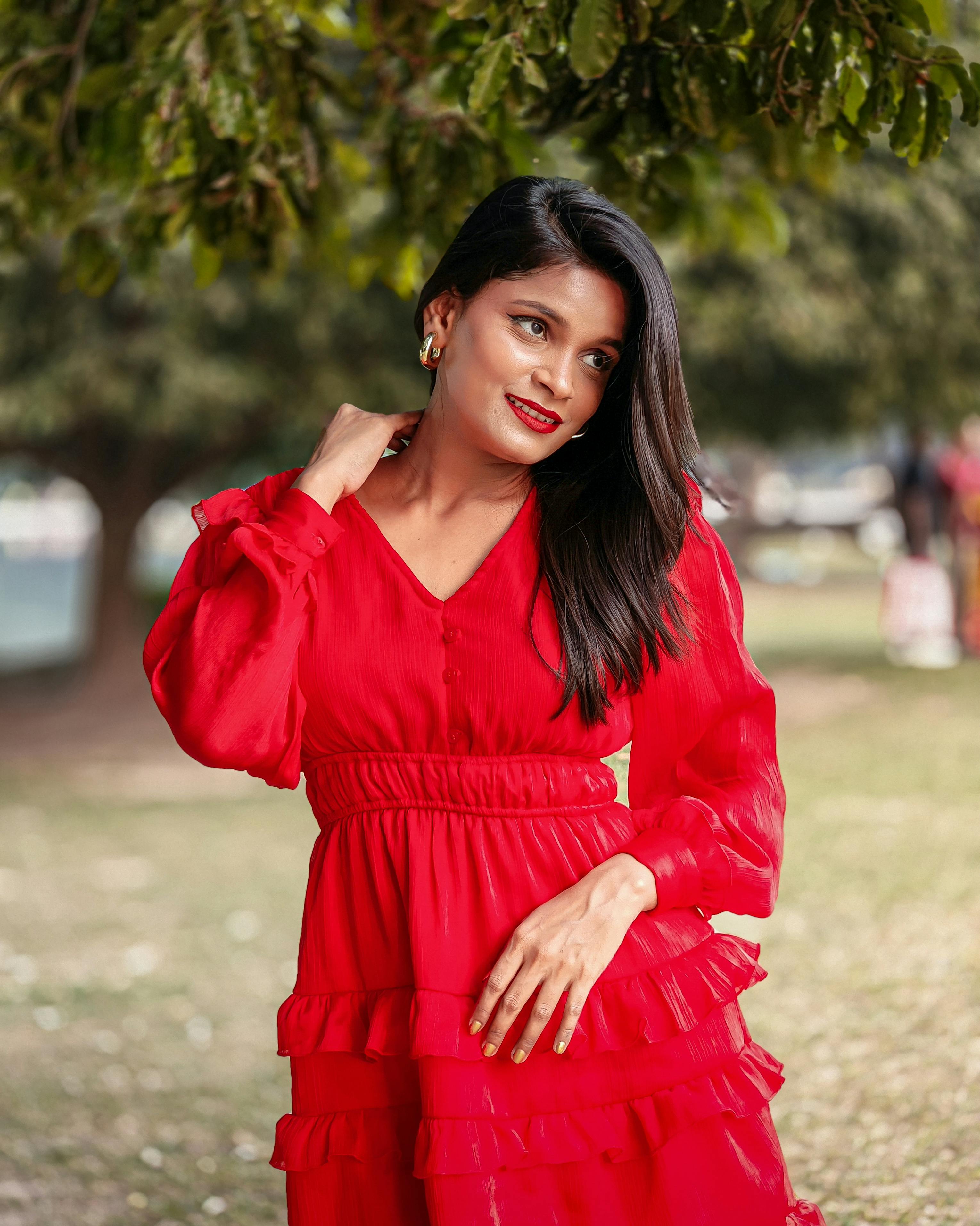 Brunette in Red Dress · Free Stock Photo