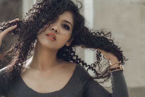 Free Woman Holding Her Hair Stock Photo