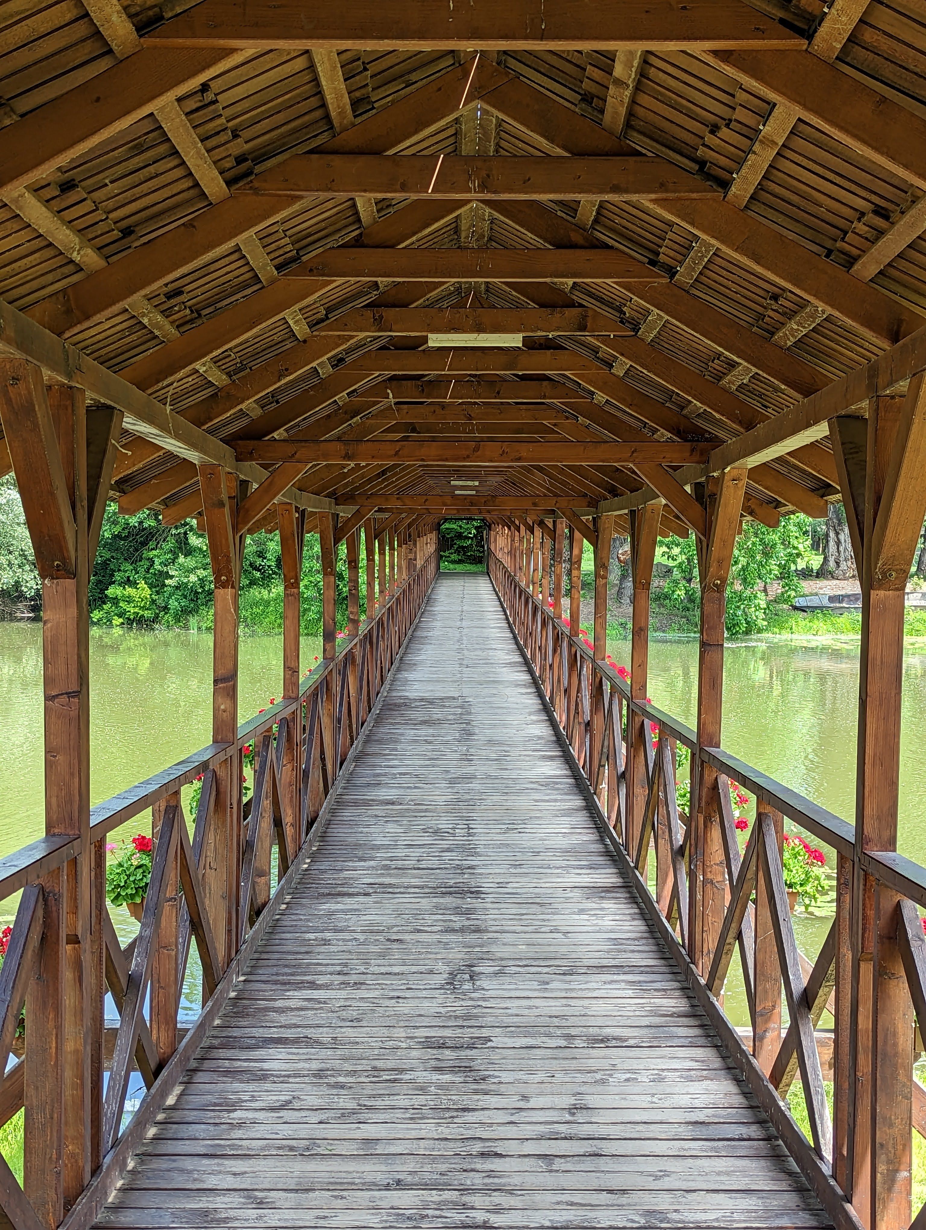 Enclosed Wooden Bridge over a River · Free Stock Photo