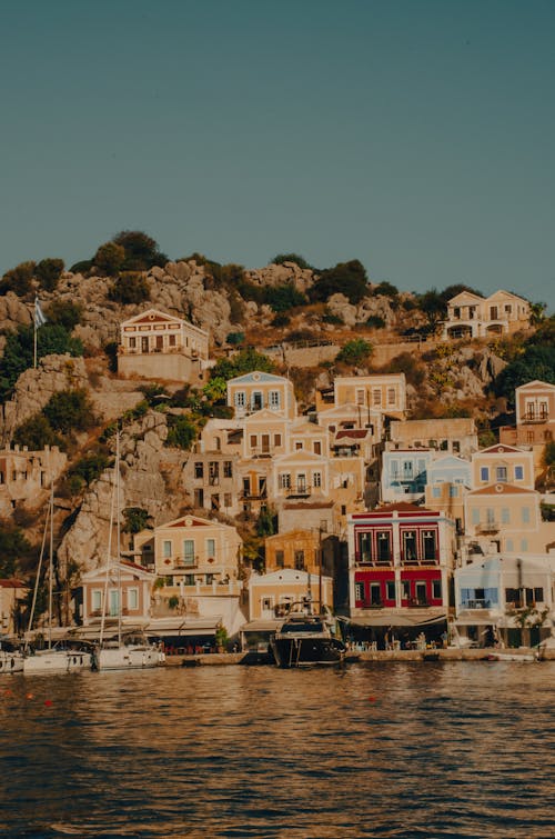 Foto profissional grátis de arquitetura grega, cidade pequena, ilha