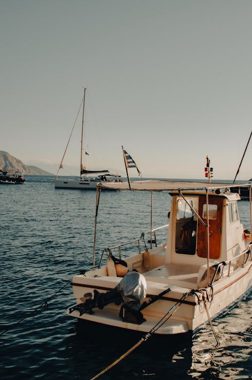 Free stock photo of aegean sea, boat, early sunrise