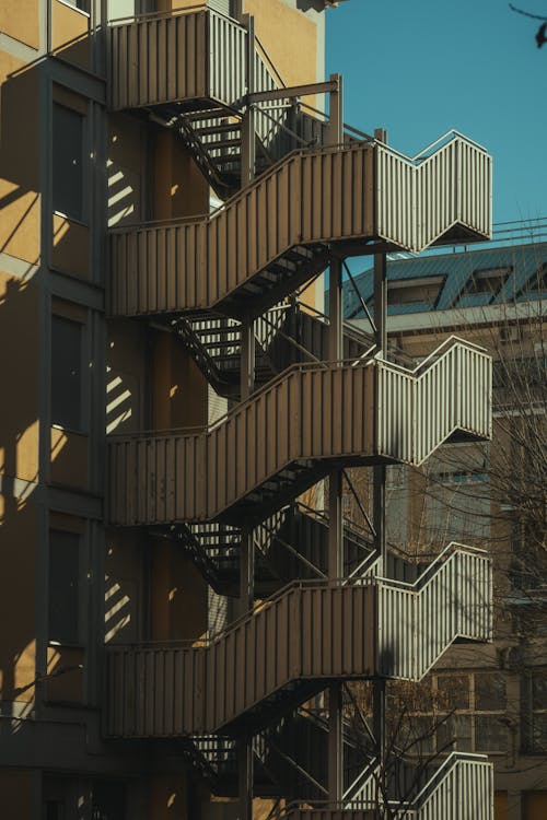 View of an Apartment Building with Exterior Staircase 