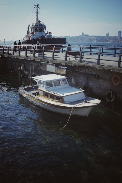 beyaz tekne, deniz aracı, deniz kenarı içeren Ücretsiz stok fotoğraf