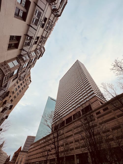 A tall building with tall windows and a tall building