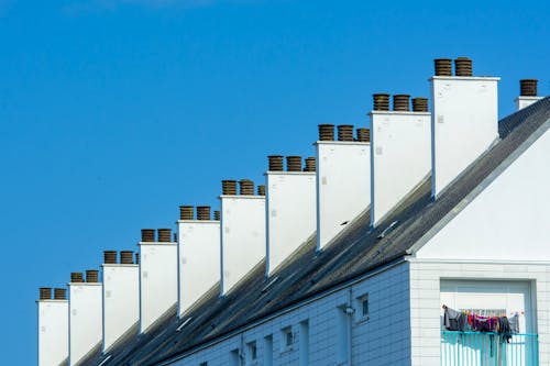 Rooftop with Chimneys of Residential Building