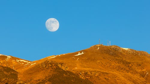 Full Moon on Blue Sky over Hill