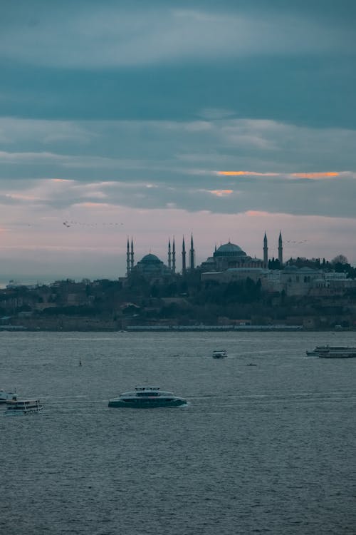 Mosques over Coast of Istanbul at Sunset