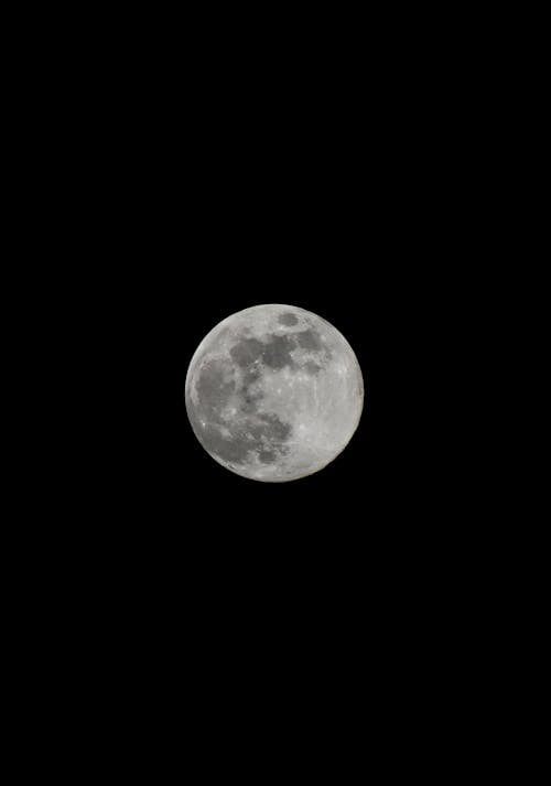 Free Silver Full Moon in the Black Sky Stock Photo