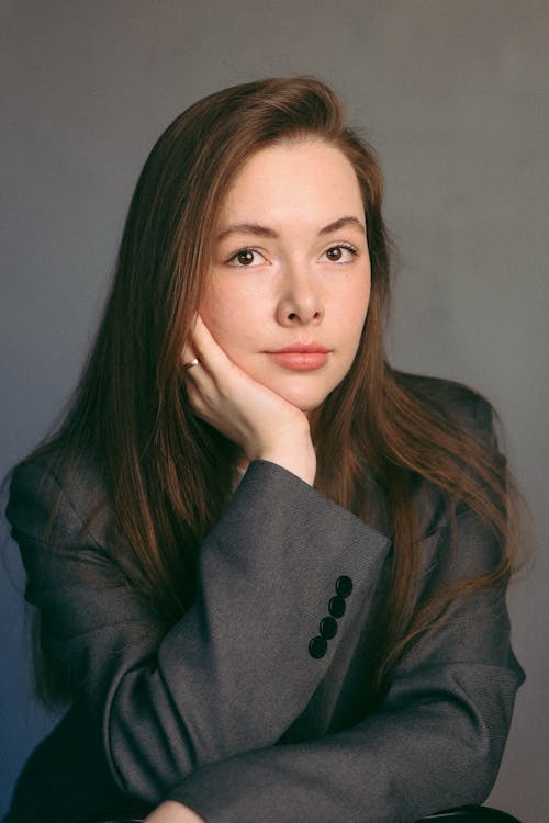 Studio Portrait of a Young Woman in a Jacket 