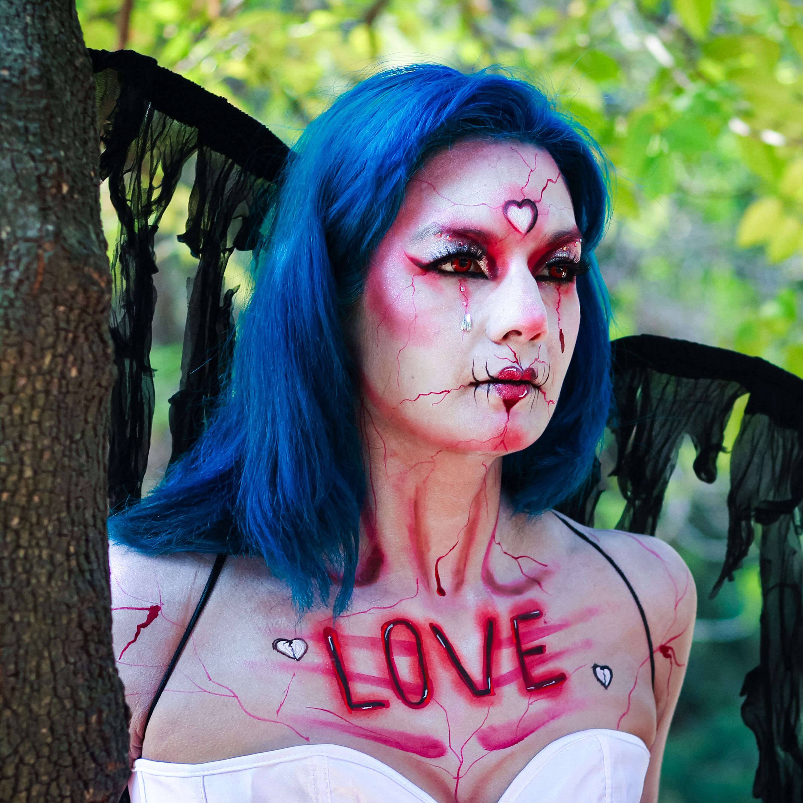Woman Wearing Spooky Makeup