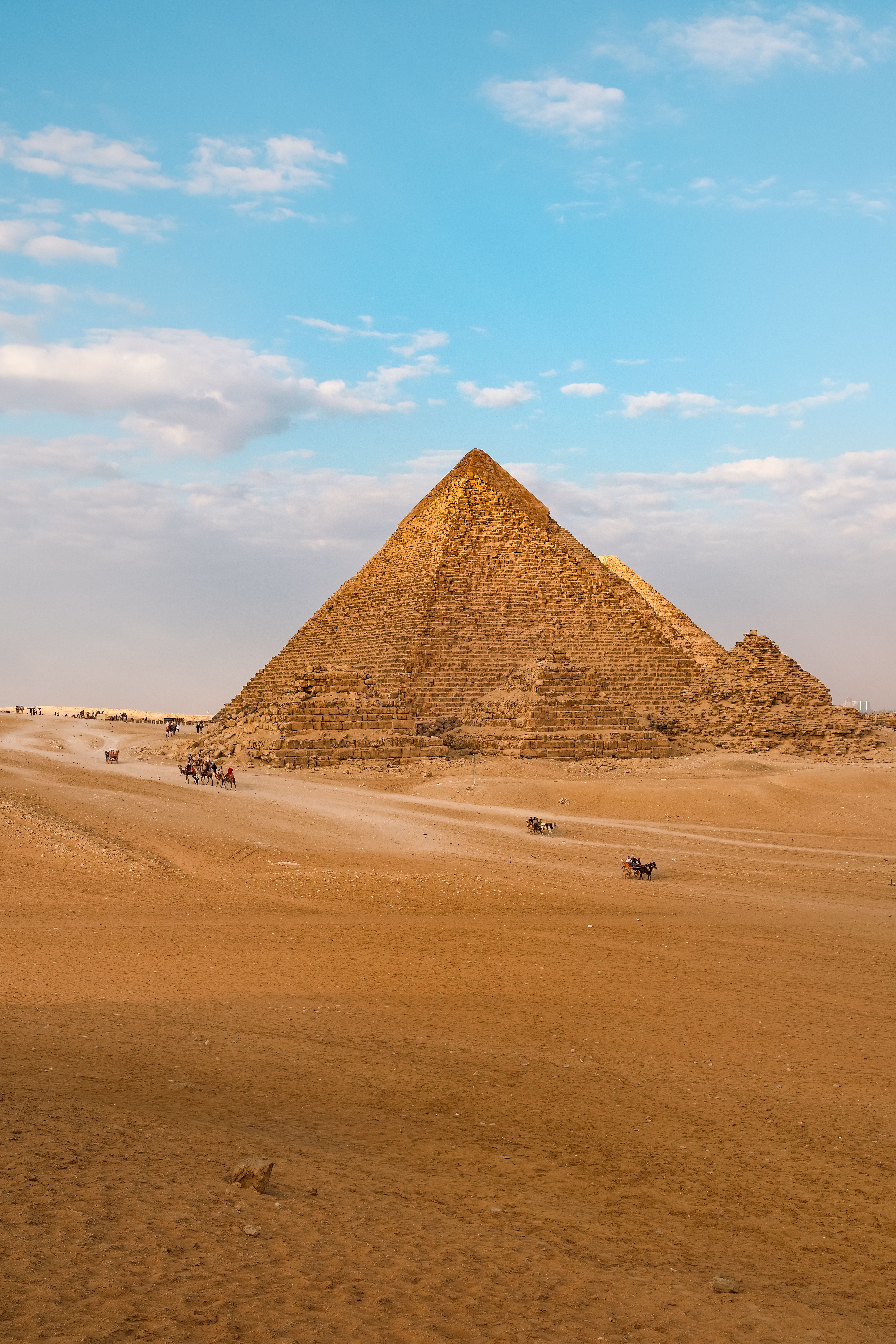 Ancient stone pyramids in dry sandy desert · Free Stock Photo