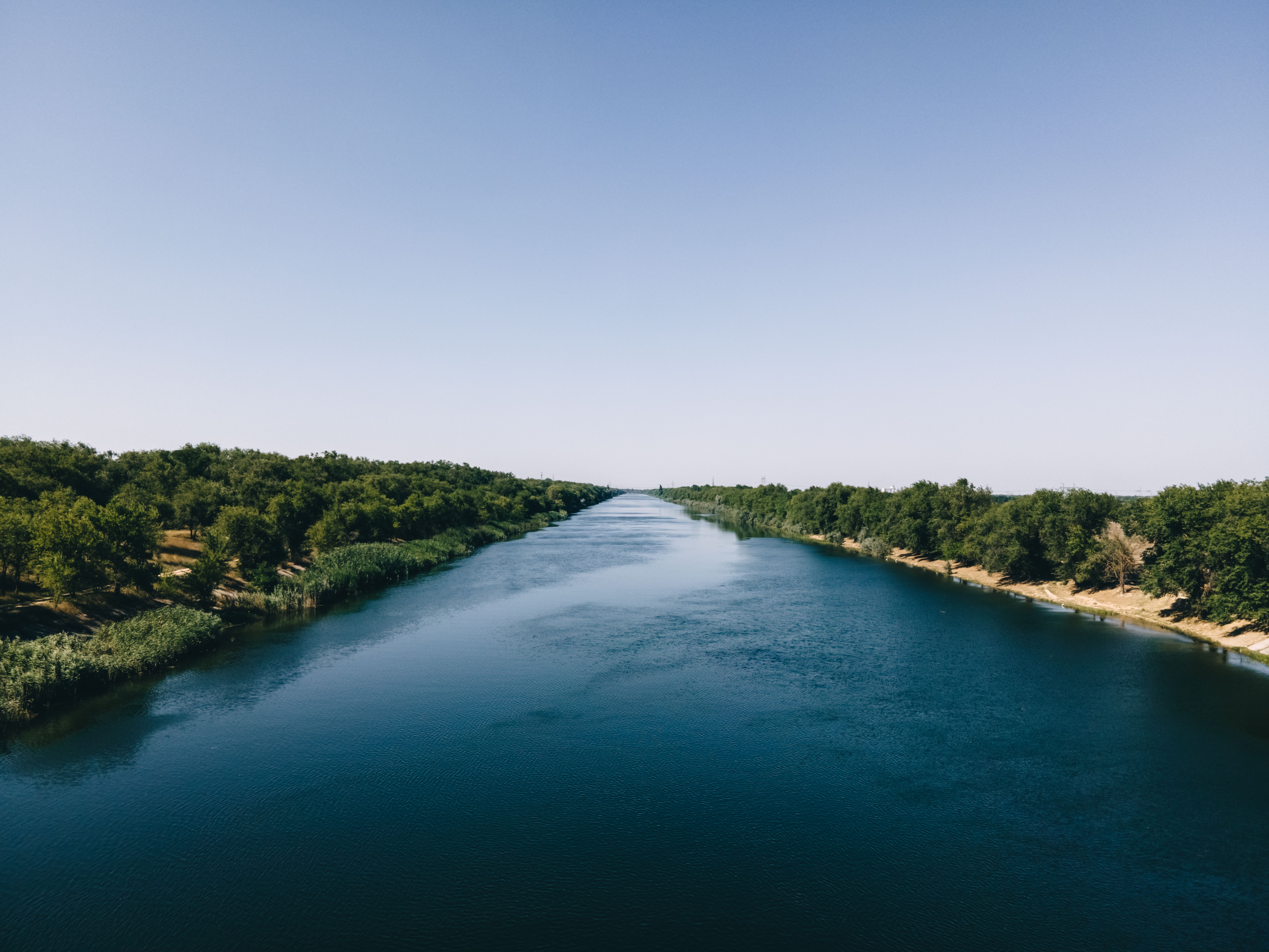 Clear Sky over River in Forest · Free Stock Photo