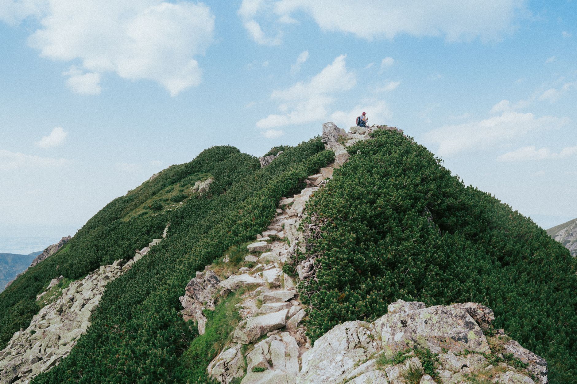 Hiking in remote mountains