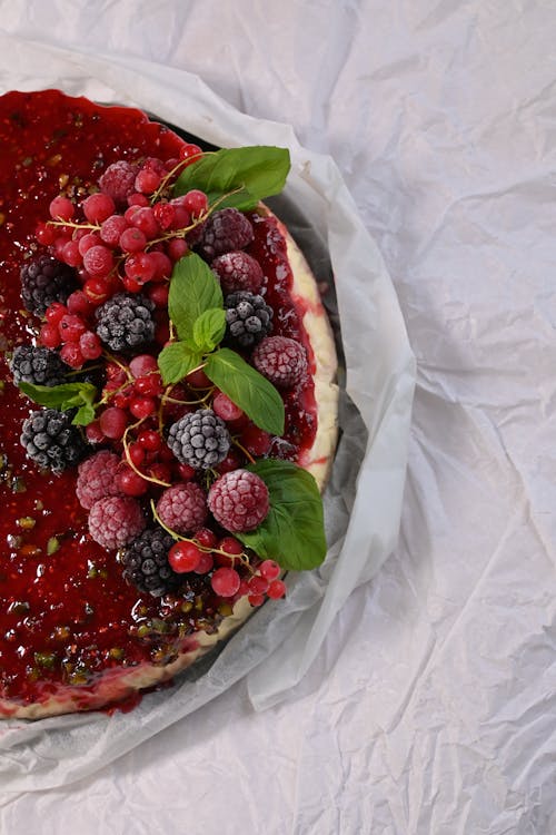 Close-up of a Cake with Jelly and Berries