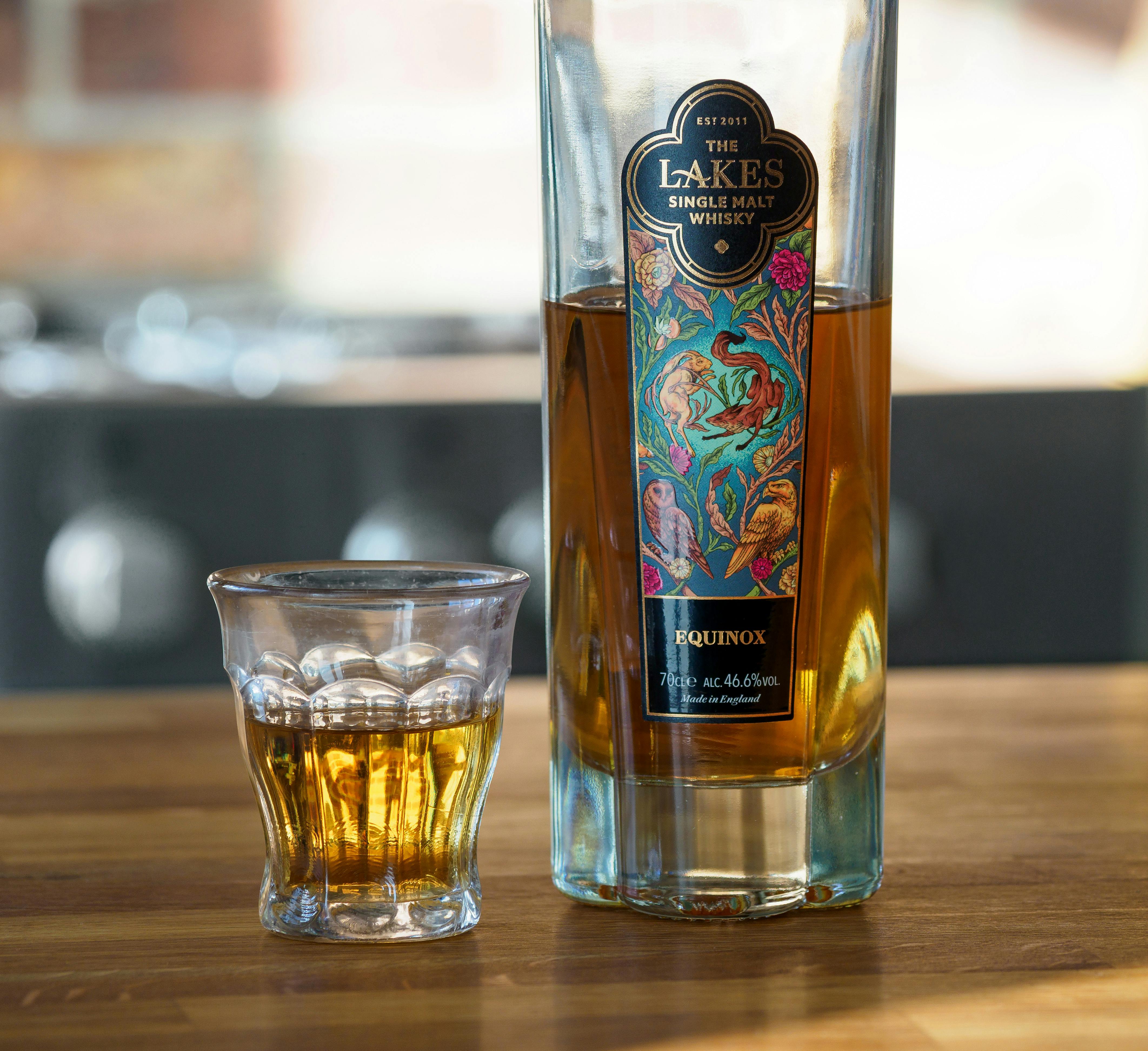 Premium whisky bottles on display