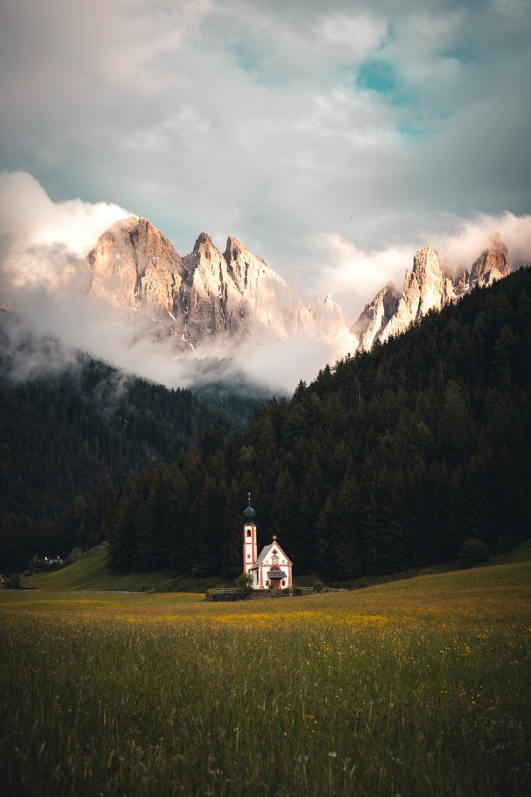 Church On Meadow In Dolomite